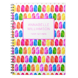 Caderno Espiral Padrão de pirulito de gelo Colorido Popsicle