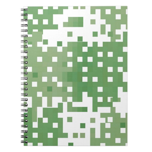 Caderno Espiral Padrão de Pixel de Suare Verde (Frente)