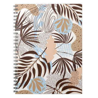 Caderno Espiral Padrão de Plantas Exóticas da abstrato Natureza