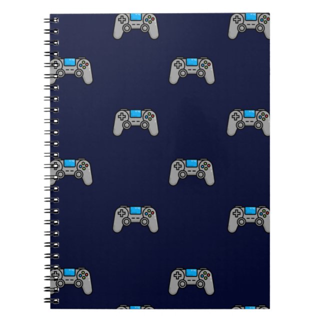 Caderno Espiral Padrão de playstation de jogo de vídeo azul (Frente)