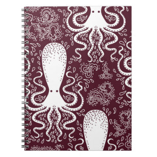 Caderno Espiral padrão de polvo vintage.