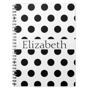 Caderno Espiral Padrão de Pontos Azul e Branco Personalizado