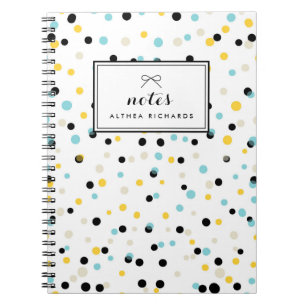 Caderno Espiral Padrão de Pontos de Confetti Amarelo e Azul Person