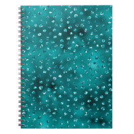 Caderno Espiral Padrão de Pontos de Glitter Glam Ombre Verde Água
