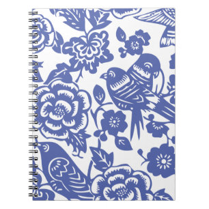 Caderno Espiral Padrão de porcelana chinês