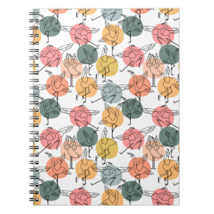 Caderno Espiral Padrão de poses de ioga Padrão sem costura de io