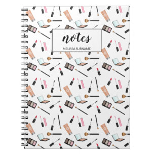 Caderno Espiral Padrão De Produtos De Makeup Com Nome Personalizad