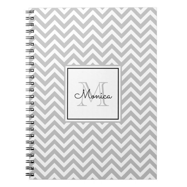 Caderno Espiral Padrão de projeção de Cinza leve com notebook mono (Frente)