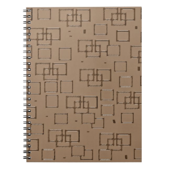 Caderno Espiral Padrão de quadrados coloridos do café (Frente)