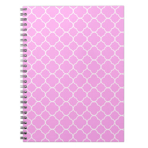 Caderno Espiral Padrão De Quatrefoil Cor-De-Rosa E Branco