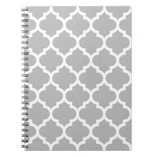 Caderno Espiral Padrão de Quatrefoil Marroquino Branco da cinza #5