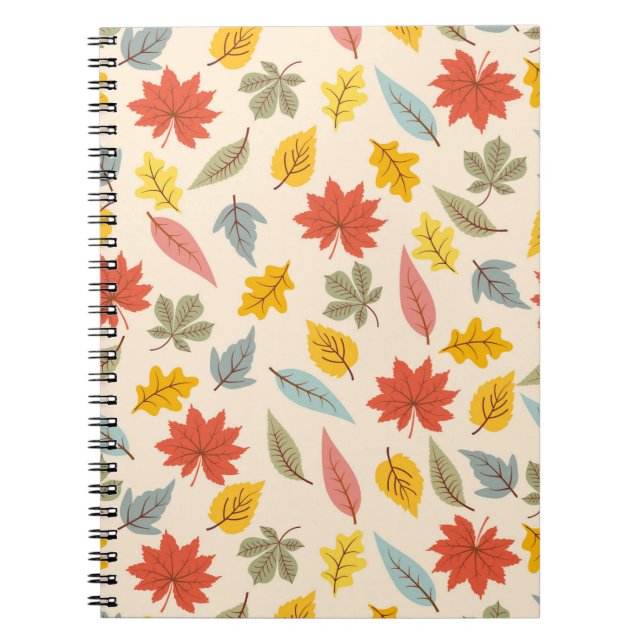 Caderno Espiral Padrão de queda de folhas colorida (Frente)