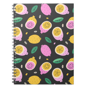 Caderno Espiral Padrão de rabisco de limão, dra de fruta de citr