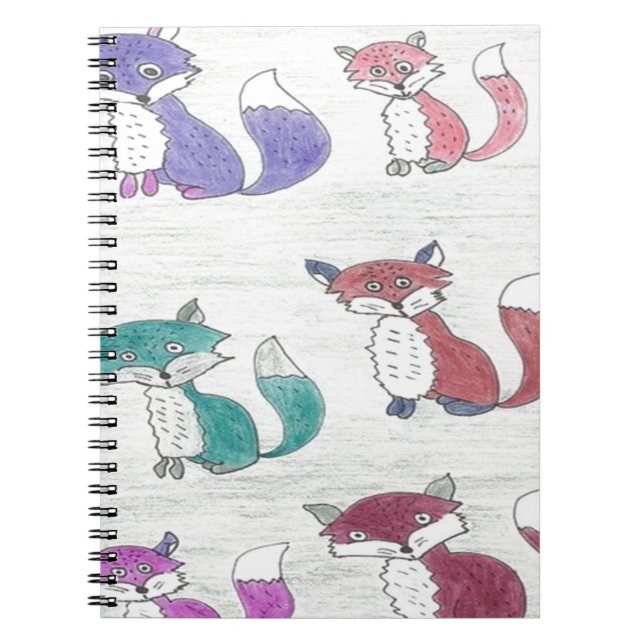 Caderno Espiral Padrão de raposas Funky (Frente)