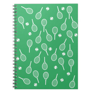 Caderno Espiral Padrão de Raquetas Retro-Tênis de Branco legal Ver