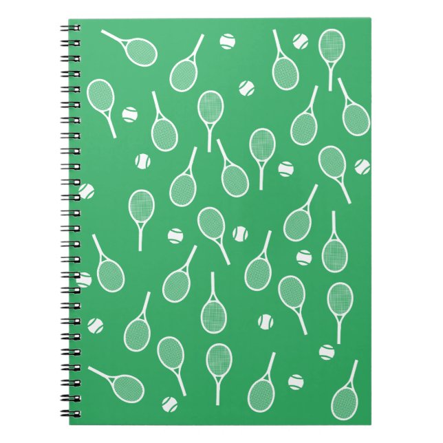 Caderno Espiral Padrão de Raquetas Retro-Tênis de Branco legal Ver (Frente)