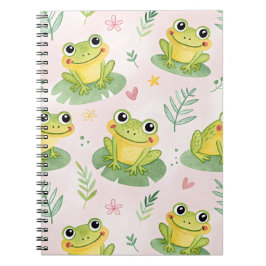 Caderno Espiral Padrão de rãs fofas