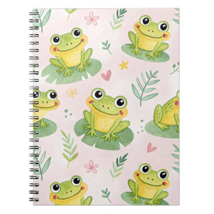 Caderno Espiral Padrão de rãs fofas