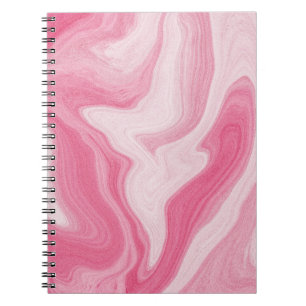 Caderno Espiral Padrão de Redemoinho de Mármore Rosa – Abstrato Es