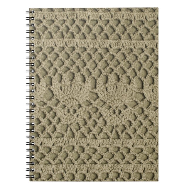 Caderno Espiral Padrão de rendas em verde-oliva (Frente)