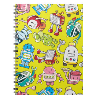 Caderno Espiral padrão de robô sem costura