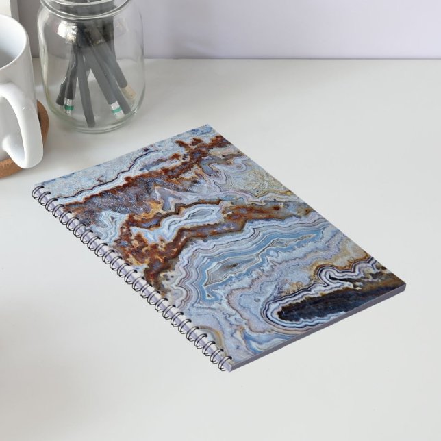 Caderno Espiral Padrão de Rocha de Ágata de Renda (In Situ)