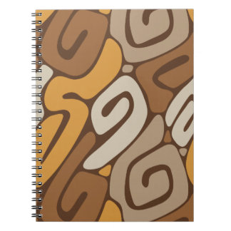 Caderno Espiral Padrão de Rolagem Espiral Neutro Marrom e Creme
