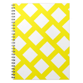 Caderno Espiral Padrão de Rombos Simples Funky Amarelo Brilhante e
