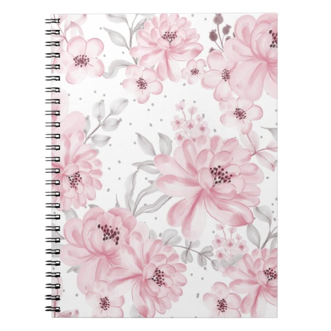 Caderno Espiral padrão de rosa (Frente)