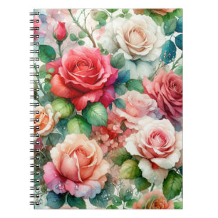Caderno Espiral Padrão de Rosa Caprichosa