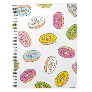 Caderno Espiral Padrão de rosquinha de porta, design sem costura.