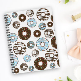 Caderno Espiral Padrão De Rosquinhas, Rosquinhas Azuis, Rosquinhas