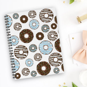 Caderno Espiral Padrão De Rosquinhas, Rosquinhas Azuis, Rosquinhas
