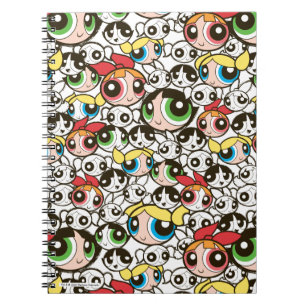 Caderno Espiral Padrão de Rosto das Raparigas Powerpuff