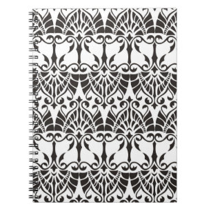 Caderno Espiral padrão de safra com nome ou nome floral e geomét