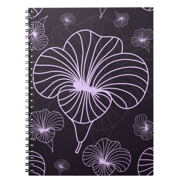 Caderno Espiral Padrão de safra com tema floral. Fundo com (Frente)
