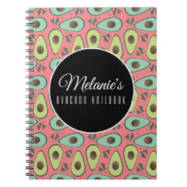 Caderno Espiral Padrão de Salada de Abacate Coentro Divertido