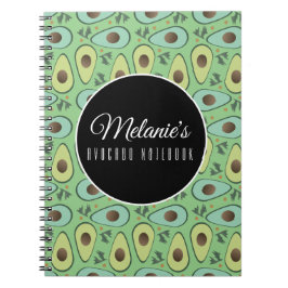 Caderno Espiral Padrão de Salada de Abacate e Coentro Divertido