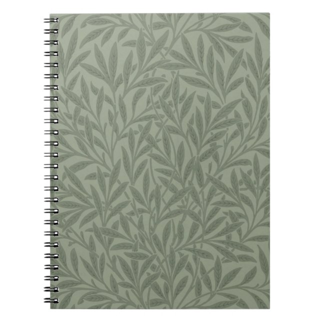 Caderno Espiral Padrão de Salgueiro William Morris Antigo Verde Sa (Frente)