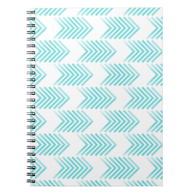 Caderno Espiral Padrão de Seta Tribal Turquesa (Frente)