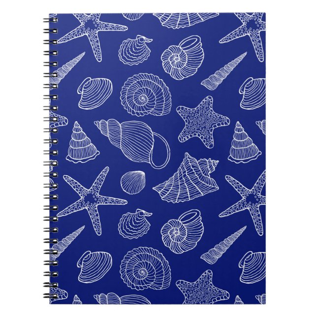Caderno Espiral Padrão de shell azul brilhante (Frente)