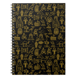 Caderno Espiral Padrão de Símbolo Hieroglífico Egípcio
