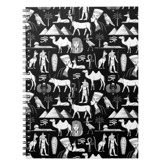 Caderno Espiral Padrão de Símbolo Hieróglifo do Antigo Egito       (Frente)