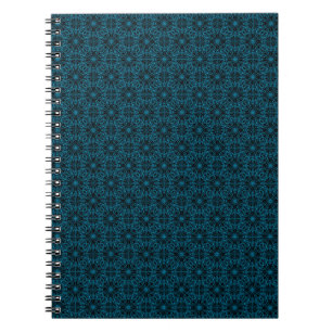 Caderno Espiral Padrão de Simetria Geométrica Azul Claro Preto