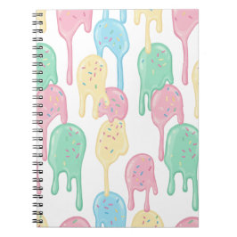 Caderno Espiral Padrão de Sorvete Derretido e Confeitos