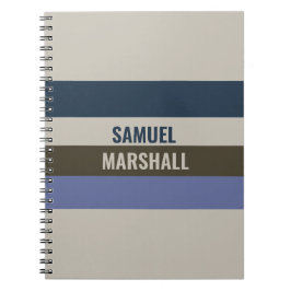 Caderno Espiral Padrão de Stripes Azul e Castanho