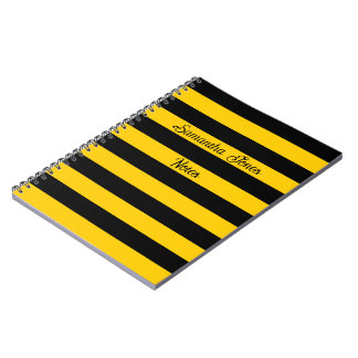 Caderno Espiral Padrão de stripes de abelha clássica engraçada