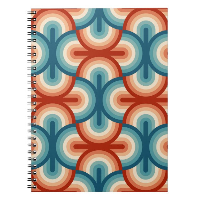 Caderno Espiral Padrão de Stripes do Arco-Íris de Verão (Frente)