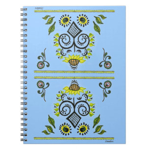Caderno Espiral Padrão de Sunflower Folk por Alexandra Cook