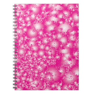 Caderno Espiral Padrão de Super Splash de Tinta Abstrato de Rosa 